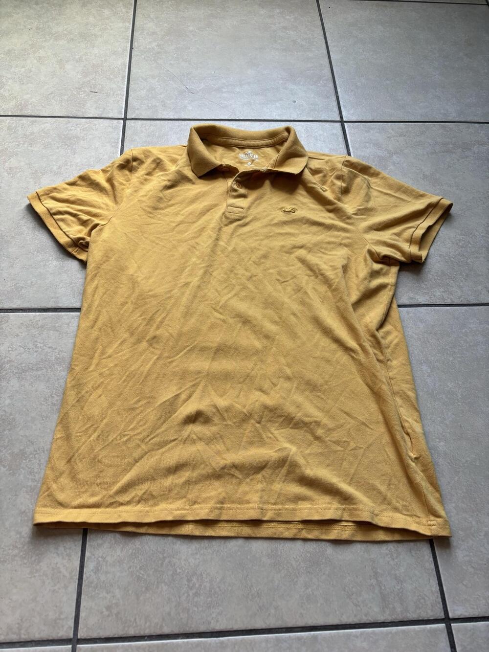 Hollister Polo Shirt Mens XL Yellow Advanced Stretch Short Sleeve Casual